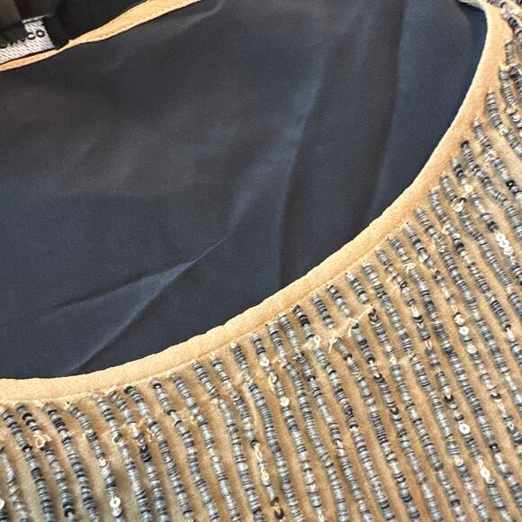 Club Monaco two tone cap sleeves silk sequin short sleeves blouse size Small - Picture 7 of 11